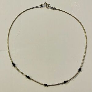 Liquid silver vintage choker necklace 15” 925 dainty choker